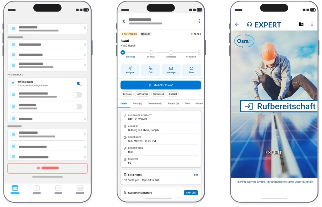 Osra+ mobile App im Einsatz bei einem Telekommunikationsauftrag